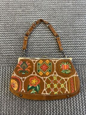 Isabella Fiore Embroidered Suede Handbag